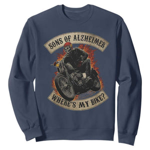 Funny Grumpy Old Biker Sweatshirt Sons Of Alzheimer Where Is My Bike TS11 Navy Print Your Wear