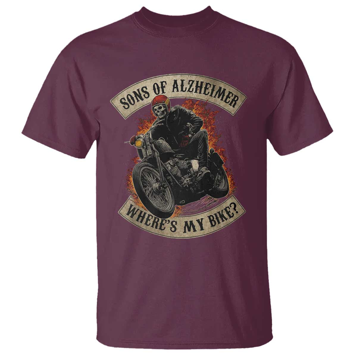Funny Grumpy Old Biker T Shirt Sons Of Alzheimer Where Is My Bike TS11 Maroon Print Your Wear