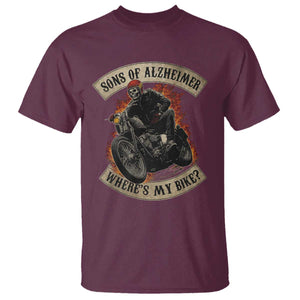 Funny Grumpy Old Biker T Shirt Sons Of Alzheimer Where Is My Bike TS11 Maroon Print Your Wear