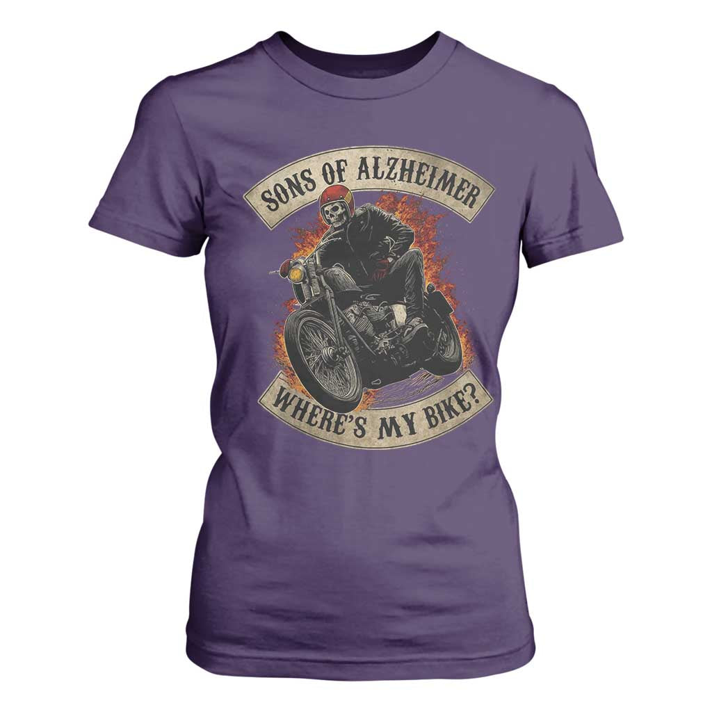 Funny Grumpy Old Biker T Shirt For Women Sons Of Alzheimer Where Is My Bike TS11 Purple Print Your Wear