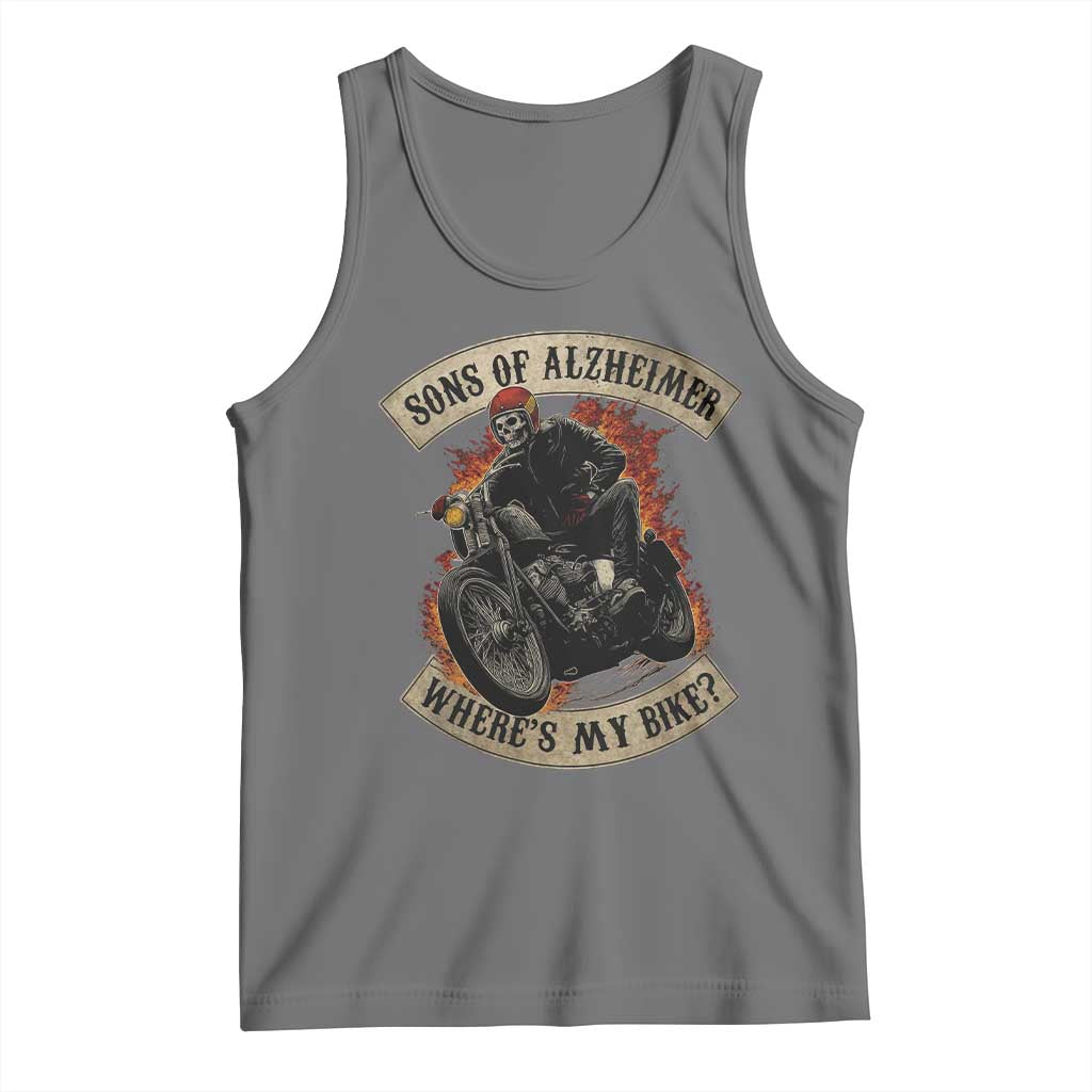 Funny Grumpy Old Biker Tank Top Sons Of Alzheimer Where Is My Bike TS11 Black Heather Print Your Wear