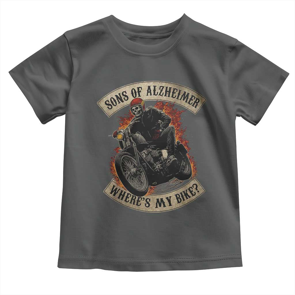 Funny Grumpy Old Biker Toddler T Shirt Sons Of Alzheimer Where Is My Bike TS11 Dark Heather Print Your Wear