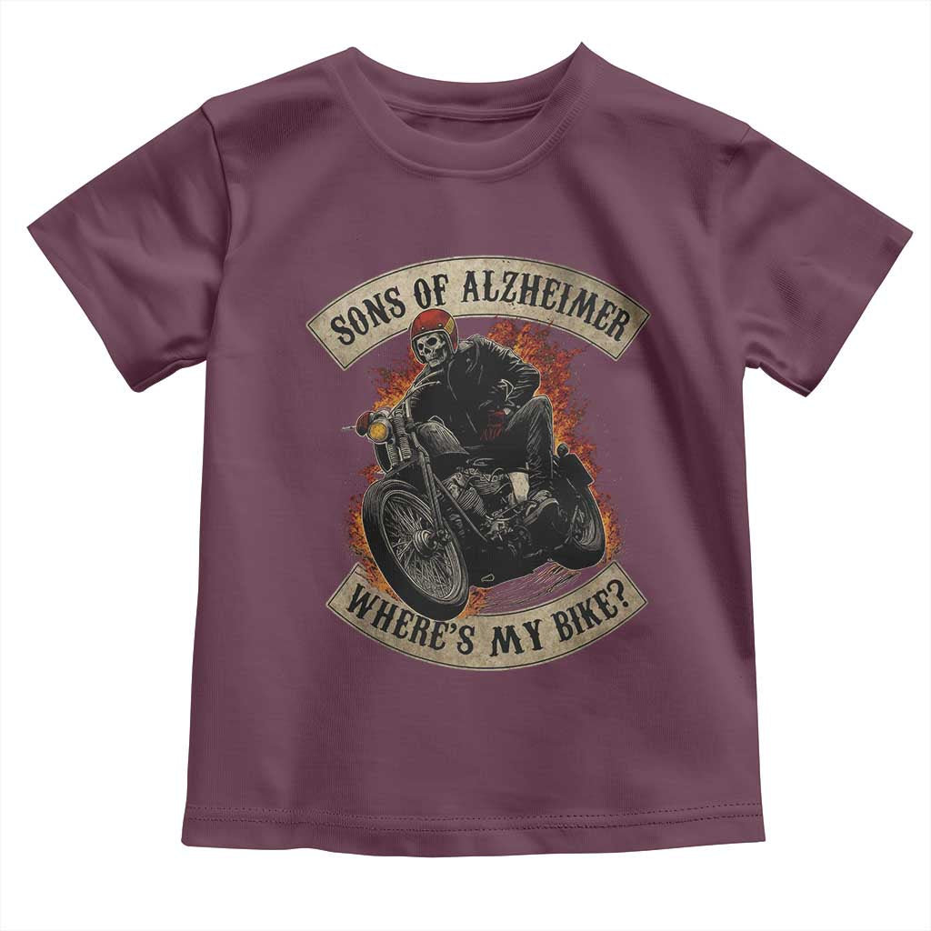 Funny Grumpy Old Biker Toddler T Shirt Sons Of Alzheimer Where Is My Bike TS11 Maroon Print Your Wear