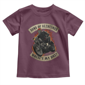 Funny Grumpy Old Biker Toddler T Shirt Sons Of Alzheimer Where Is My Bike TS11 Maroon Print Your Wear