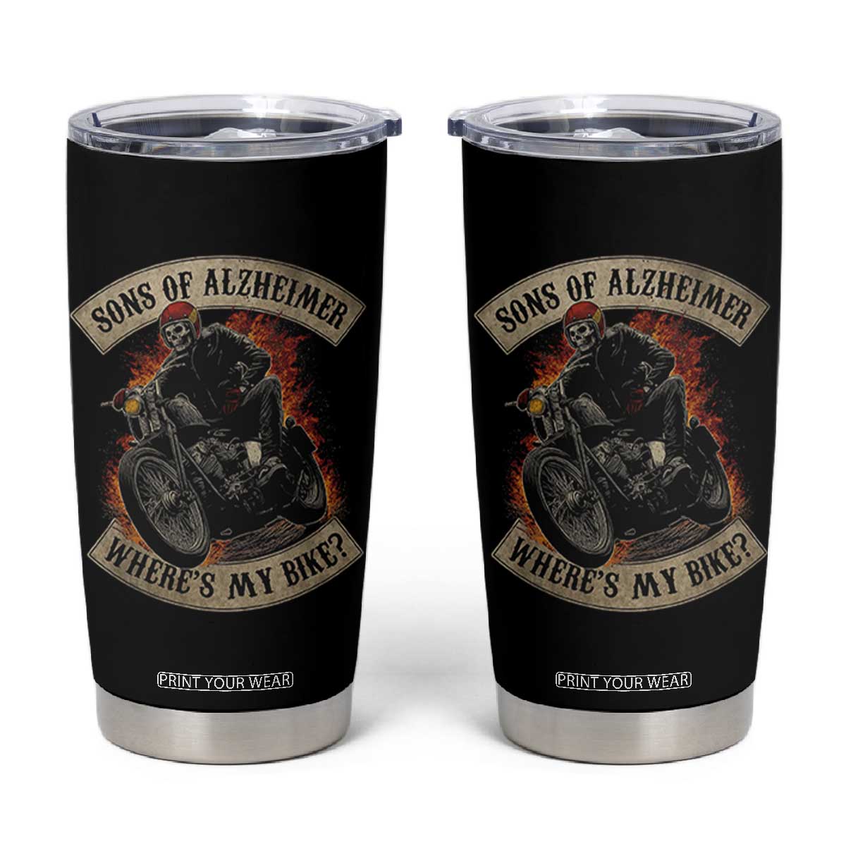 Funny Grumpy Old Biker Tumbler Cup Sons Of Alzheimer Where Is My Bike TS11 Black Print Your Wear