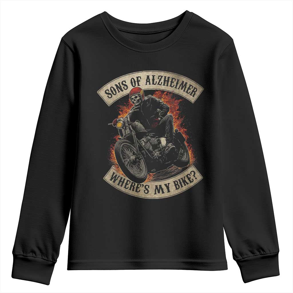 Funny Grumpy Old Biker Youth Sweatshirt Sons Of Alzheimer Where Is My Bike TS11 Black Print Your Wear