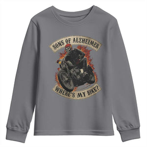 Funny Grumpy Old Biker Youth Sweatshirt Sons Of Alzheimer Where Is My Bike TS11 Charcoal Print Your Wear