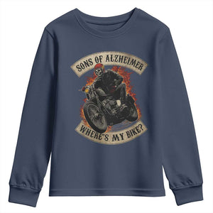 Funny Grumpy Old Biker Youth Sweatshirt Sons Of Alzheimer Where Is My Bike TS11 Navy Print Your Wear
