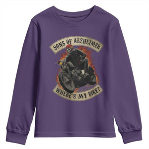 Funny Grumpy Old Biker Youth Sweatshirt Sons Of Alzheimer Where Is My Bike TS11 Purple Print Your Wear