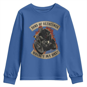 Funny Grumpy Old Biker Youth Sweatshirt Sons Of Alzheimer Where Is My Bike TS11 Royal Blue Print Your Wear