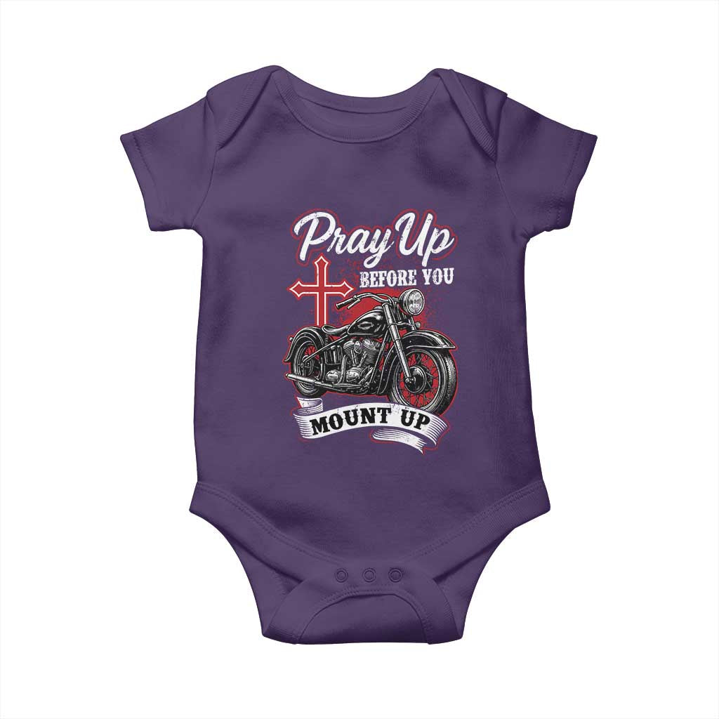 Pray Up Before You Mount Up Baby Onesie Christian Biker Religious Faith TS11 Purple Print Your Wear