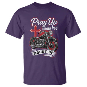 Pray Up Before You Mount Up T Shirt Christian Biker Religious Faith TS11 Purple Print Your Wear
