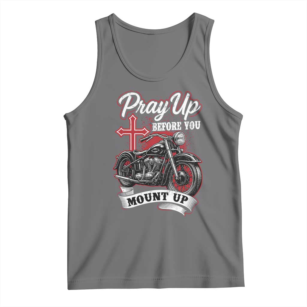 Pray Up Before You Mount Up Tank Top Christian Biker Religious Faith TS11 Black Heather Print Your Wear