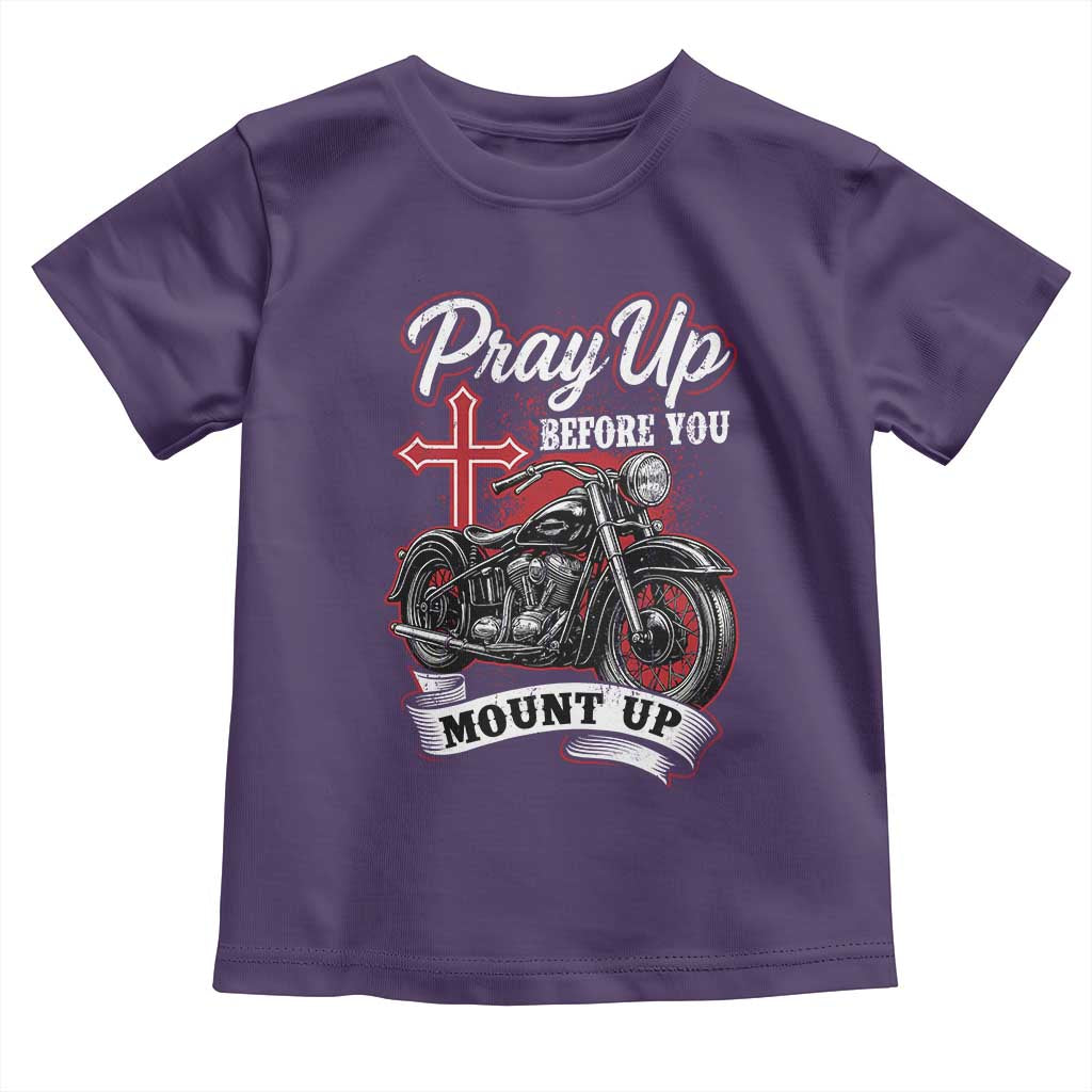 Pray Up Before You Mount Up Toddler T Shirt Christian Biker Religious Faith TS11 Purple Print Your Wear