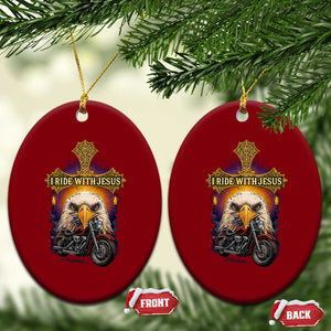 Christian Biker I Ride With Jesus Ceramic Ornament Religious Faith Motorcycle Rider Eagle TS11 Print Your Wear