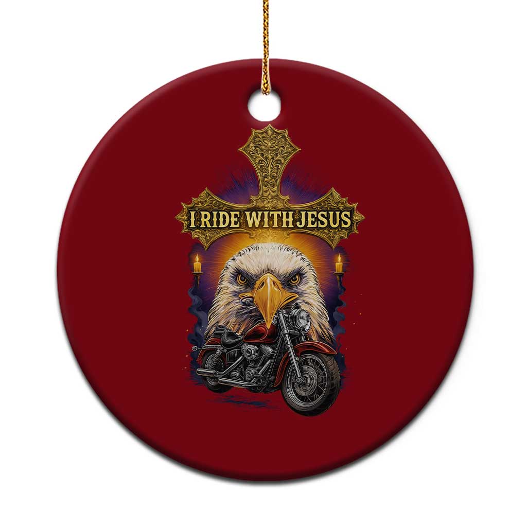Christian Biker I Ride With Jesus Ceramic Ornament Religious Faith Motorcycle Rider Eagle TS11 1pc Red Print Your Wear