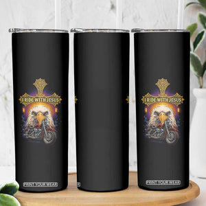 Christian Biker I Ride With Jesus Skinny Tumbler Religious Faith Motorcycle Rider Eagle TS11 Print Your Wear