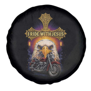 Christian Biker I Ride With Jesus Spare Tire Cover Religious Faith Motorcycle Rider Eagle TS11 Print Your Wear
