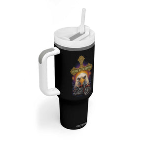 Christian Biker I Ride With Jesus Tumbler With Handle Religious Faith Motorcycle Rider Eagle TS11 Print Your Wear