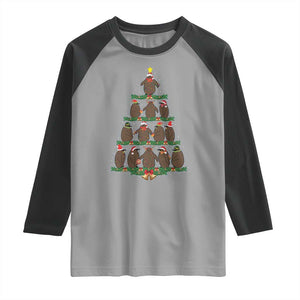Funny Pesto Christmas Penguin Christmas Tree Raglan Shirt TS11 Sport Gray Black Print Your Wear