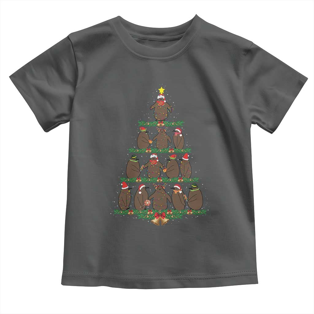 Funny Pesto Christmas Penguin Christmas Tree Toddler T Shirt TS11 Dark Heather Print Your Wear