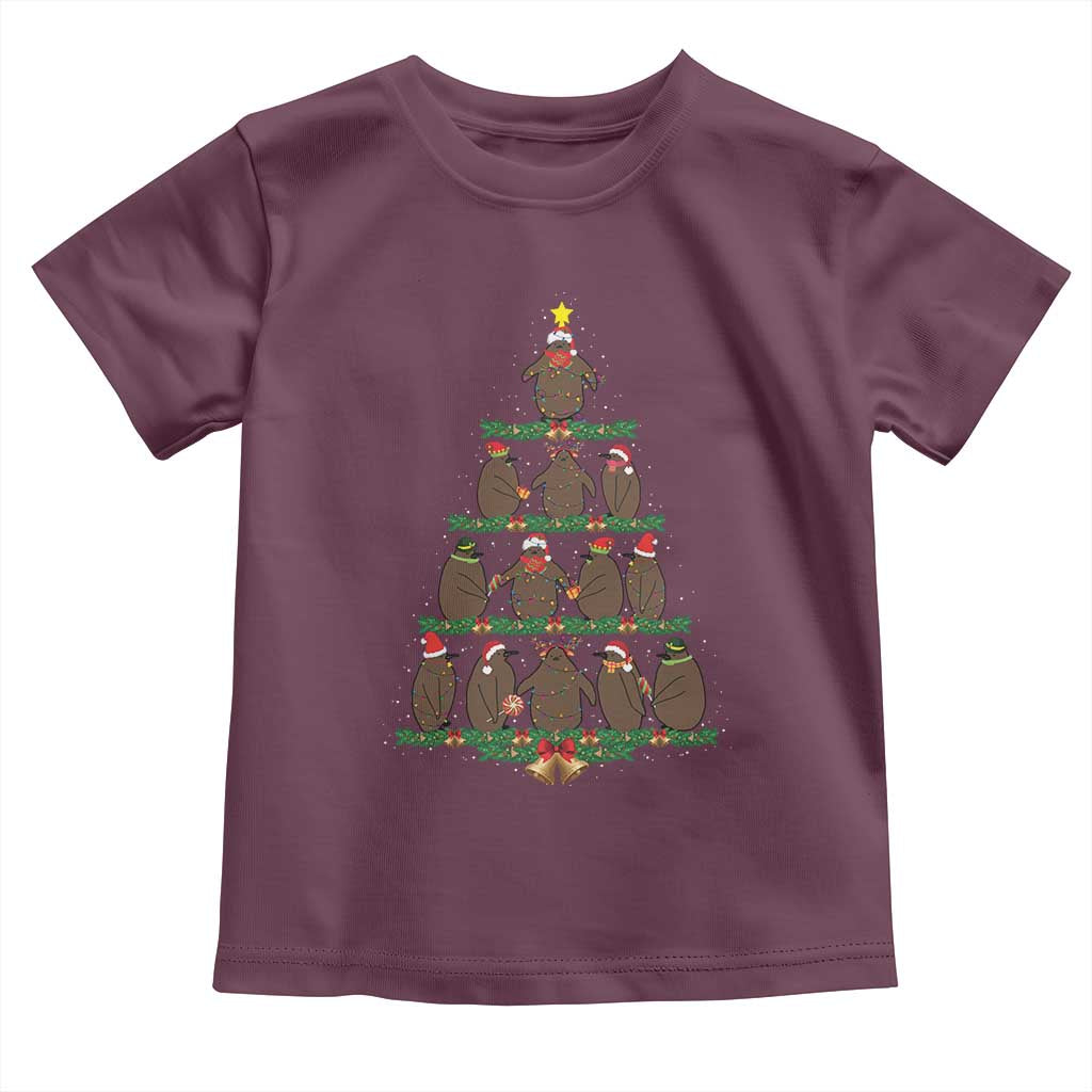Funny Pesto Christmas Penguin Christmas Tree Toddler T Shirt TS11 Maroon Print Your Wear
