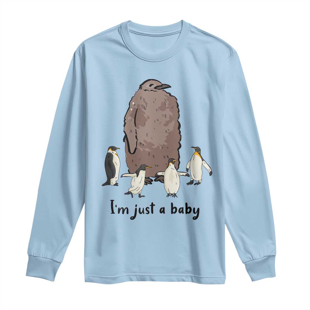 Funny Pesto The Penguin Long Sleeve Shirt I'm Just A Baby Meme TS11 Light Blue Print Your Wear