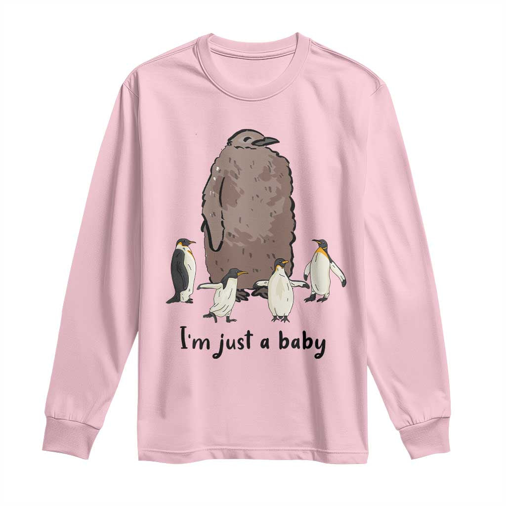 Funny Pesto The Penguin Long Sleeve Shirt I'm Just A Baby Meme TS11 Light Pink Print Your Wear