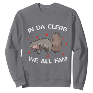 Funny Moo Deng Pesto Penguin Sweatshirt In Da Clerb We All Fam Hearts TS11 Charcoal Print Your Wear