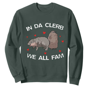 Funny Moo Deng Pesto Penguin Sweatshirt In Da Clerb We All Fam Hearts TS11 Dark Forest Green Print Your Wear