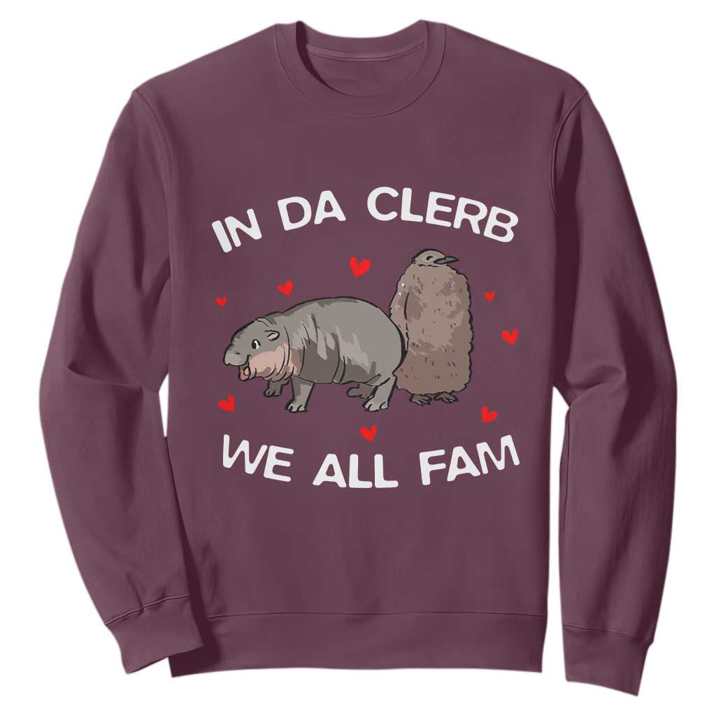 Funny Moo Deng Pesto Penguin Sweatshirt In Da Clerb We All Fam Hearts TS11 Maroon Print Your Wear
