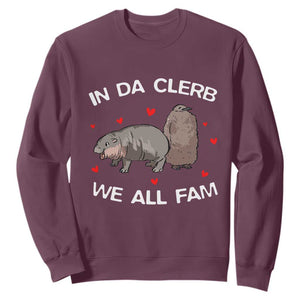 Funny Moo Deng Pesto Penguin Sweatshirt In Da Clerb We All Fam Hearts TS11 Maroon Print Your Wear