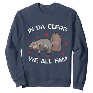 Funny Moo Deng Pesto Penguin Sweatshirt In Da Clerb We All Fam Hearts TS11 Navy Print Your Wear