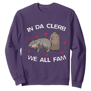 Funny Moo Deng Pesto Penguin Sweatshirt In Da Clerb We All Fam Hearts TS11 Purple Print Your Wear