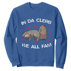 Funny Moo Deng Pesto Penguin Sweatshirt In Da Clerb We All Fam Hearts TS11 Royal Blue Print Your Wear