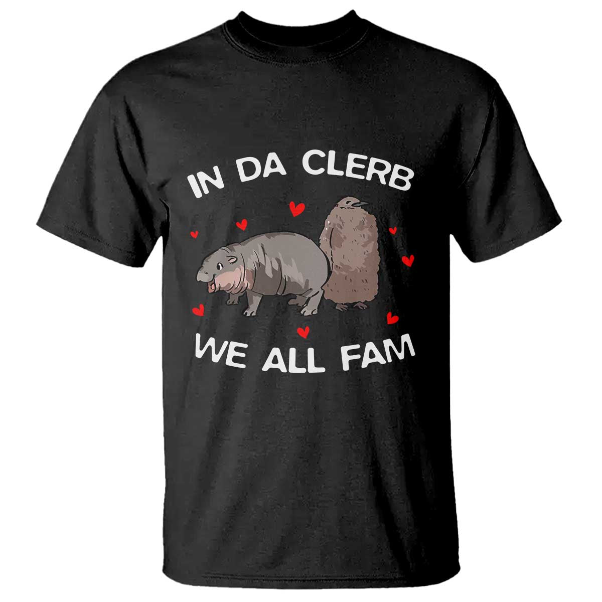 Funny Moo Deng Pesto Penguin T Shirt In Da Clerb We All Fam Hearts TS11 Black Print Your Wear