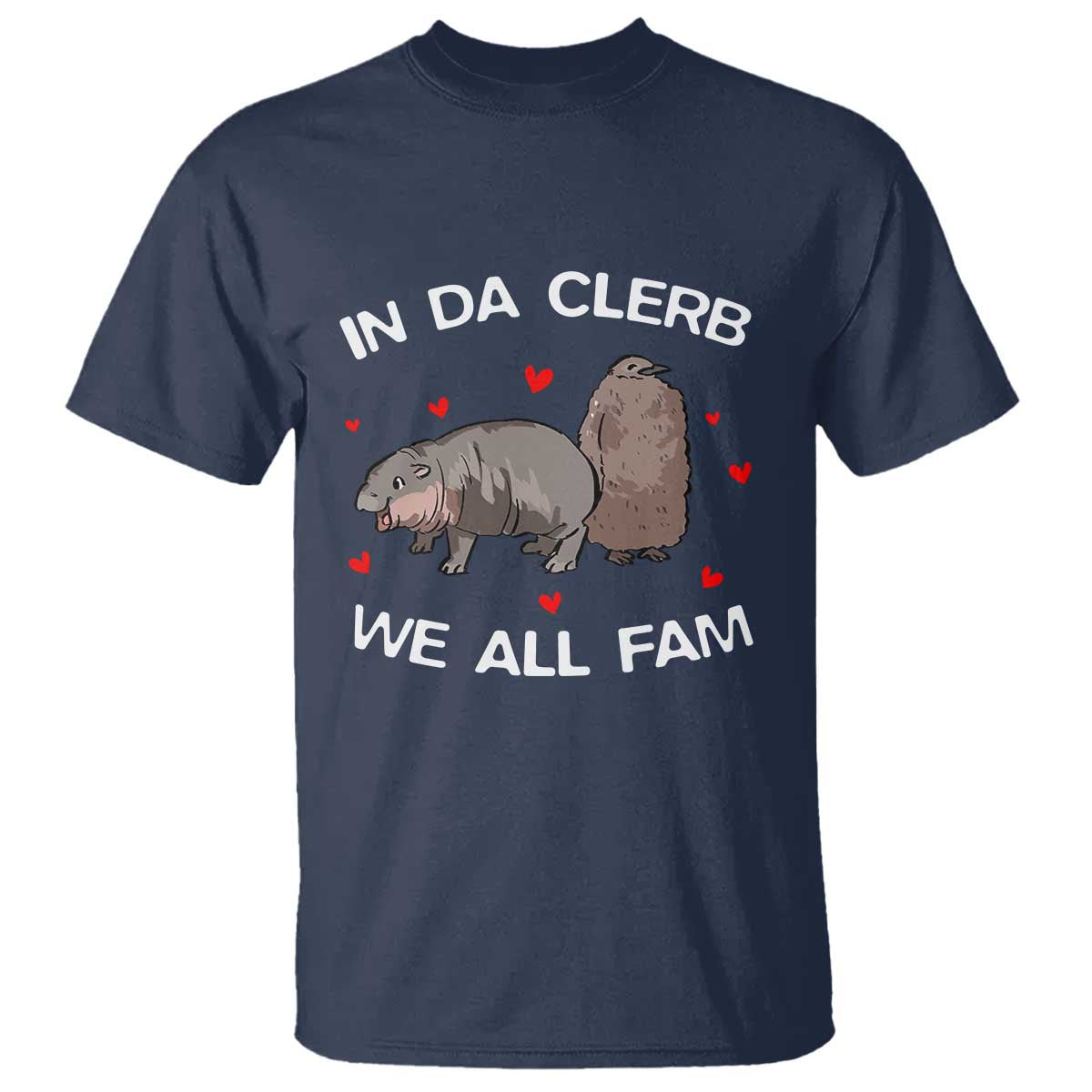 Funny Moo Deng Pesto Penguin T Shirt In Da Clerb We All Fam Hearts TS11 Navy Print Your Wear
