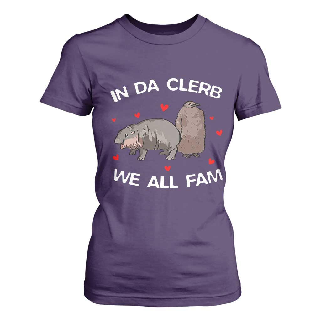 Funny Moo Deng Pesto Penguin T Shirt For Women In Da Clerb We All Fam Hearts TS11 Purple Print Your Wear