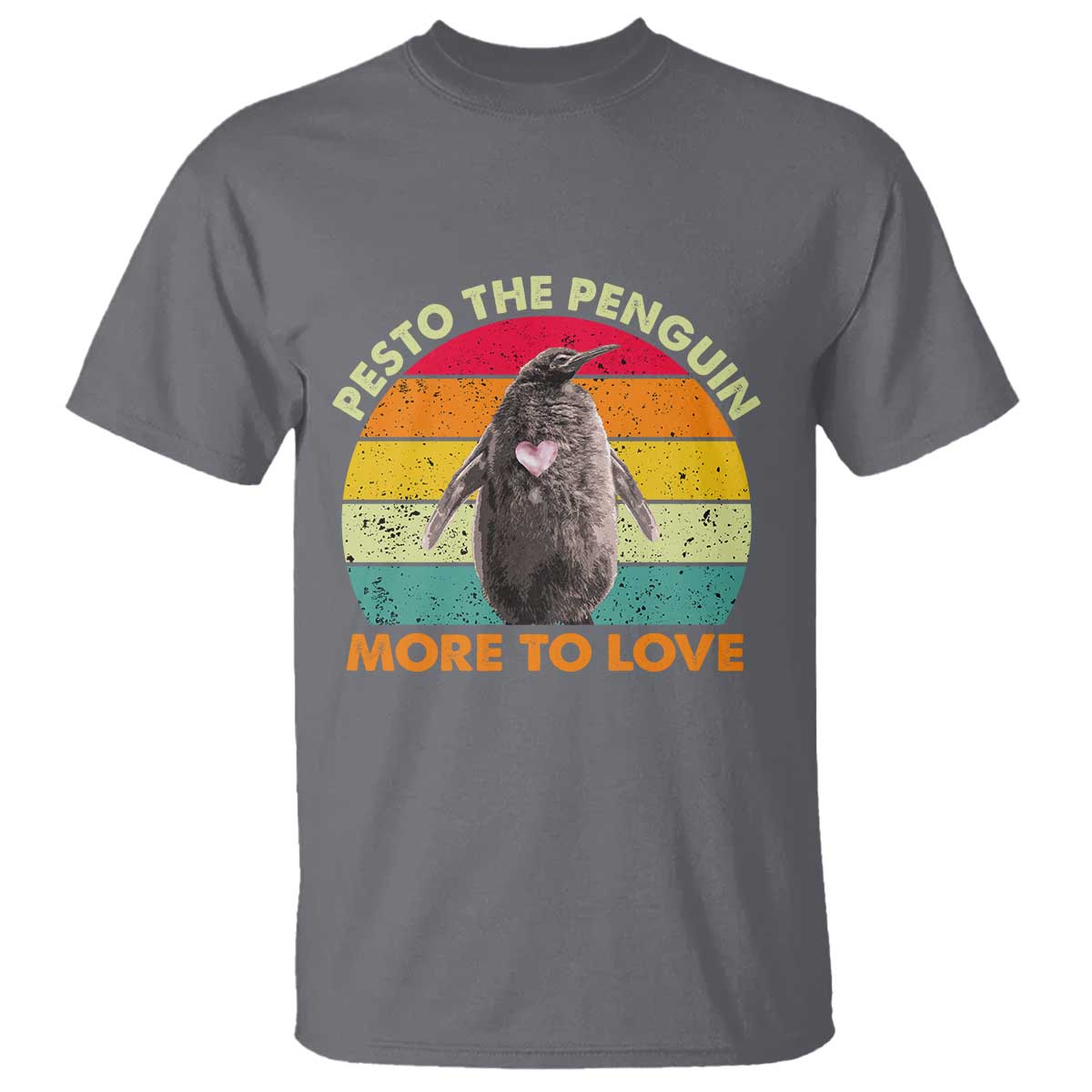 Pesto The Penguin T Shirt More To Love Vintage Sunset Retro TS11 Charcoal Print Your Wear