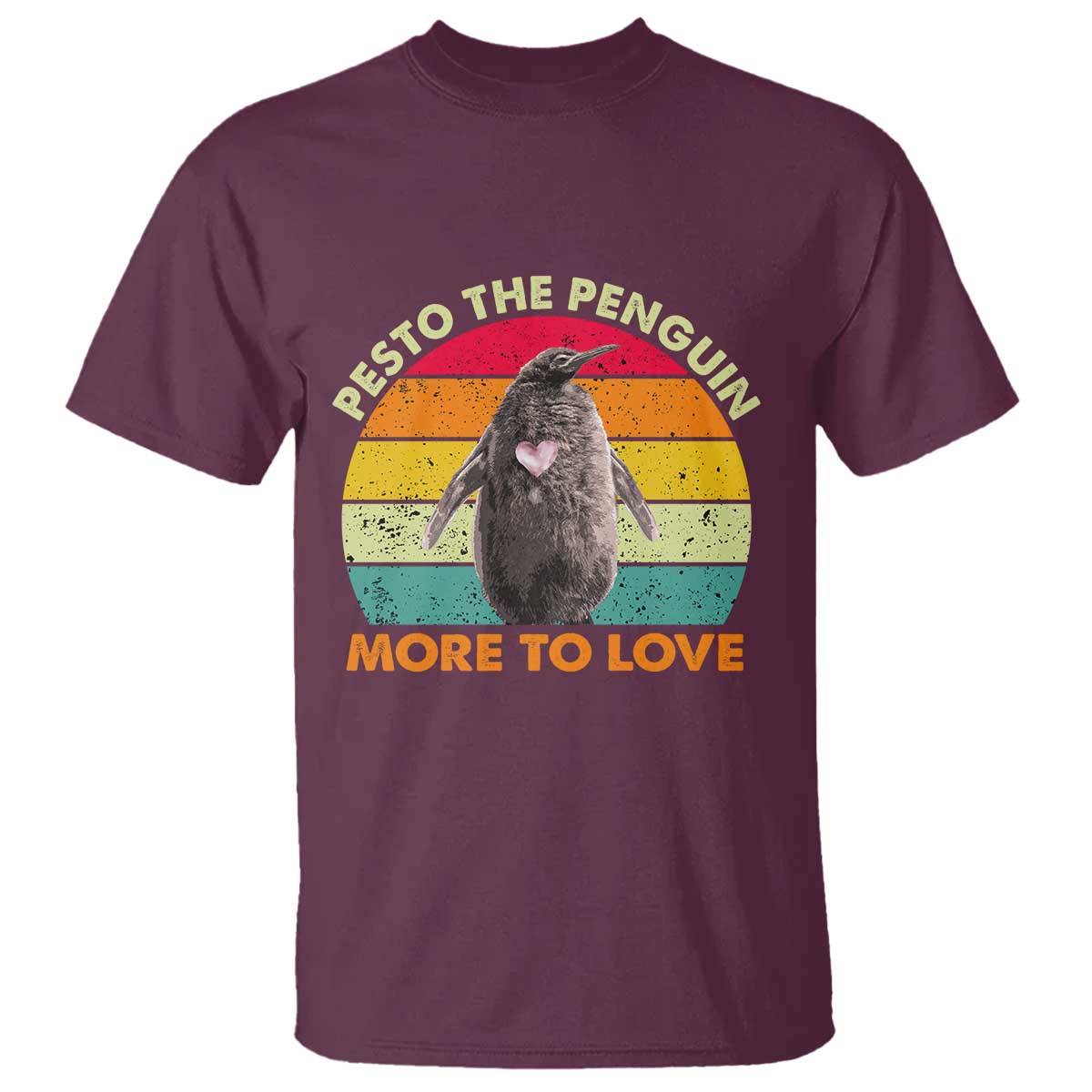 Pesto The Penguin T Shirt More To Love Vintage Sunset Retro TS11 Maroon Print Your Wear