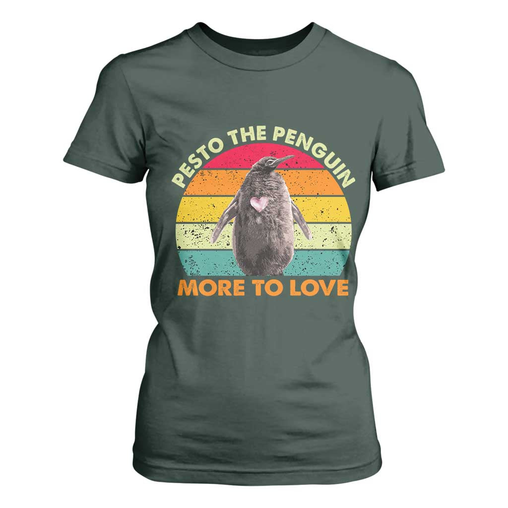 Pesto The Penguin T Shirt For Women More To Love Vintage Sunset Retro TS11 Dark Forest Green Print Your Wear
