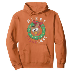Funny Thanksgiving Christmas Hoodie Merry Thanksmas Turkey Reindeer Antler TS11 Orange Print Your Wear