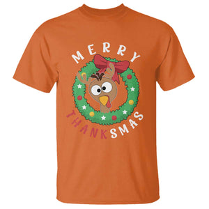 Funny Thanksgiving Christmas T Shirt Merry Thanksmas Turkey Reindeer Antler TS11 Orange Print Your Wear