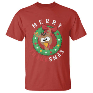 Funny Thanksgiving Christmas T Shirt Merry Thanksmas Turkey Reindeer Antler TS11 Red Print Your Wear