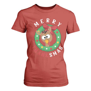 Funny Thanksgiving Christmas T Shirt For Women Merry Thanksmas Turkey Reindeer Antler TS11 Red Print Your Wear