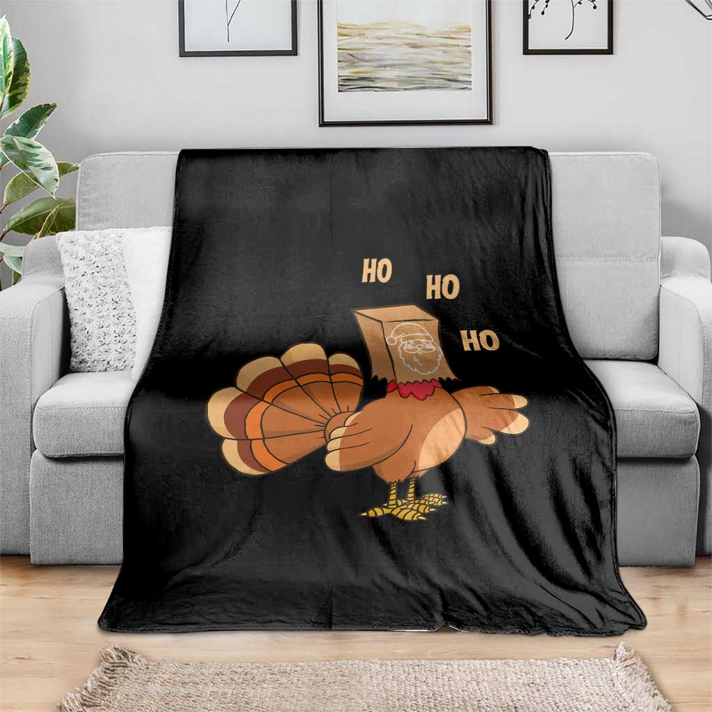 Funny Thanksgiving Christmas Triple Ho Santa Turkey Throw Blanket TS11 Print Your Wear