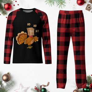 Funny Thanksgiving Christmas Triple Ho Santa Turkey Plaid Pajama Set TS11 Buffalo Plaid Print Your Wear