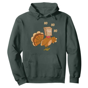 Funny Thanksgiving Christmas Triple Ho Santa Turkey Hoodie TS11 Dark Forest Green Print Your Wear