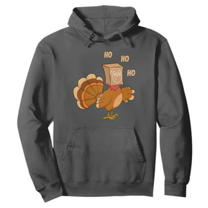 Funny Thanksgiving Christmas Triple Ho Santa Turkey Hoodie TS11 Dark Heather Print Your Wear
