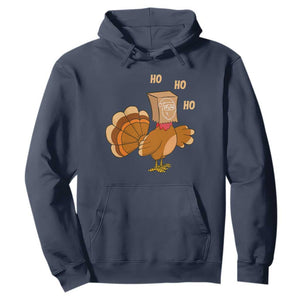 Funny Thanksgiving Christmas Triple Ho Santa Turkey Hoodie TS11 Navy Print Your Wear